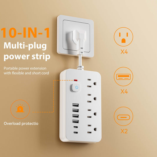 Multi Plug Travel Wall Power Expander (Assorted Colors)