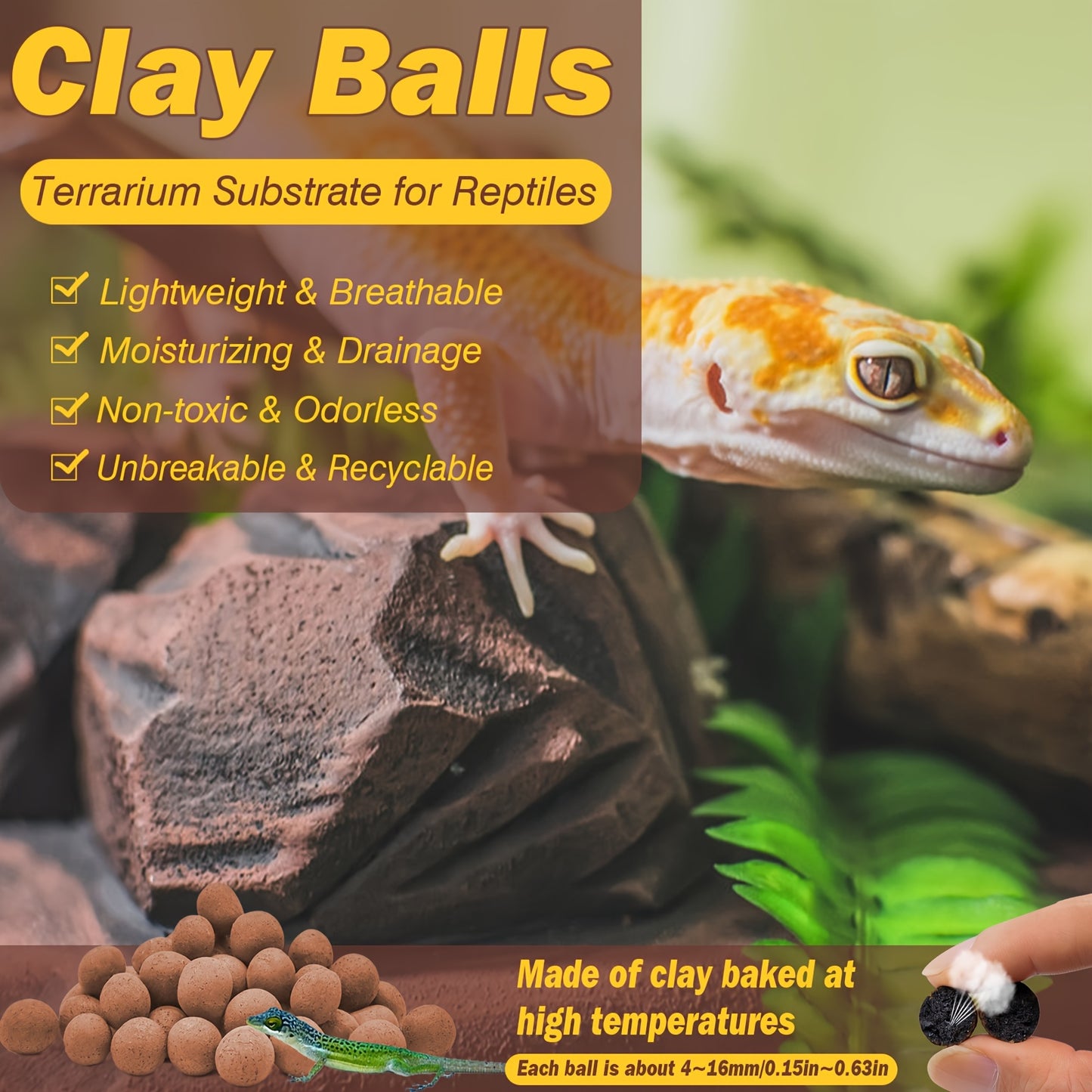 Clay Balls Terrarium Substrate For Reptiles (Assorted Sizes)