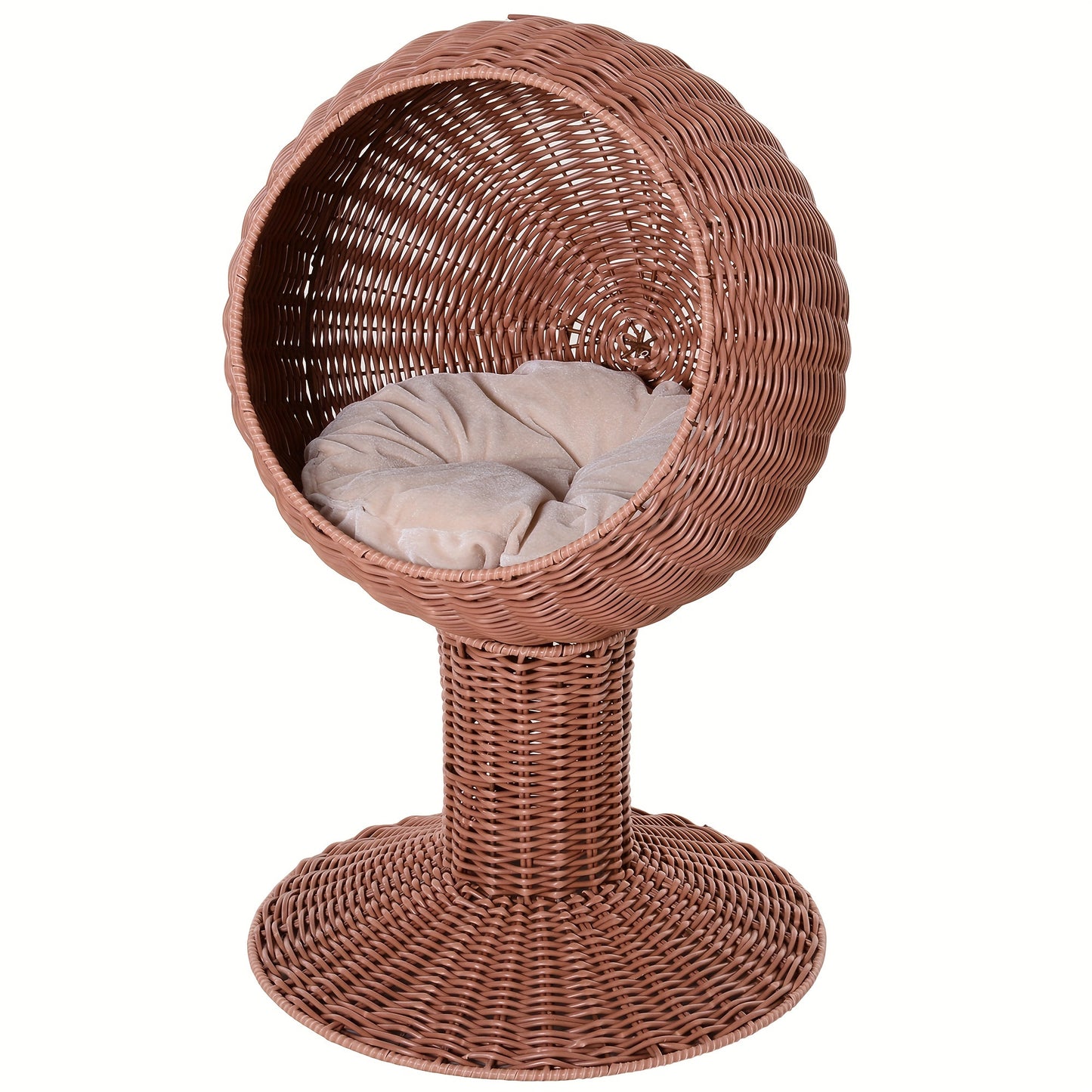 Elevated Wicker Cat Bed Pod (Brown)