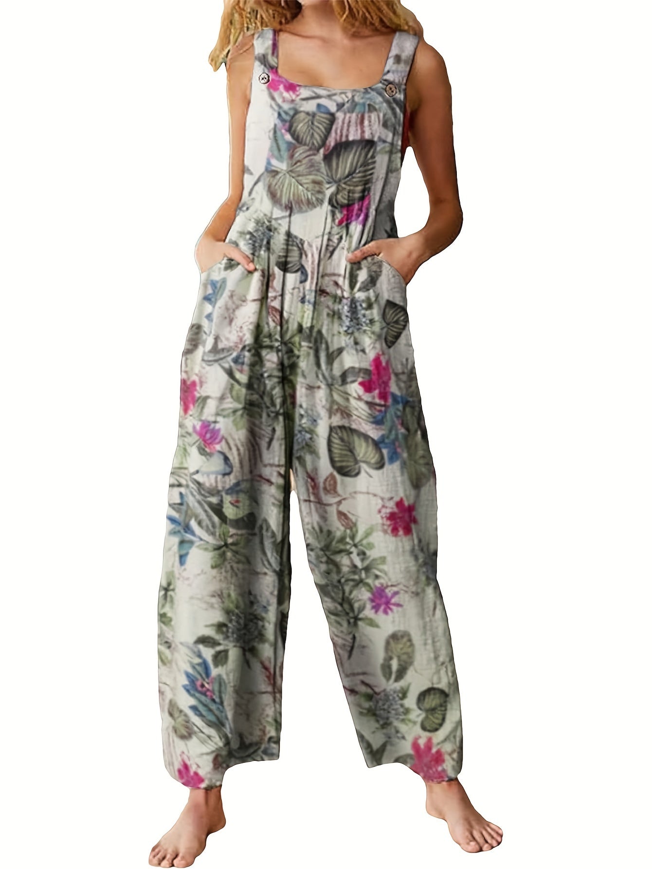 Casual Wide Leg Pocket Jumpsuit (Assorted Colors)