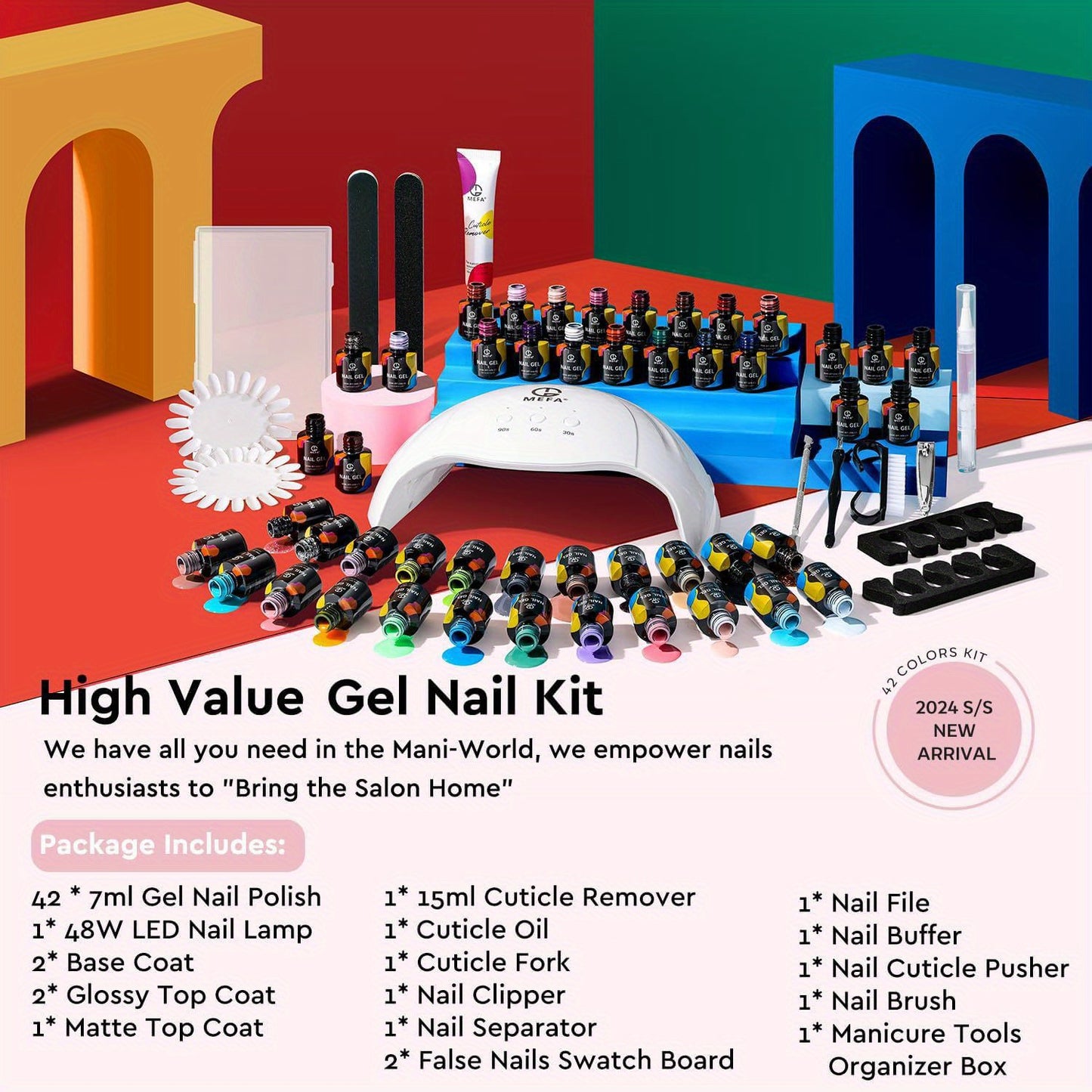 Gel Nail Polish Home Salon Kit 42 Colors (60 Pcs)