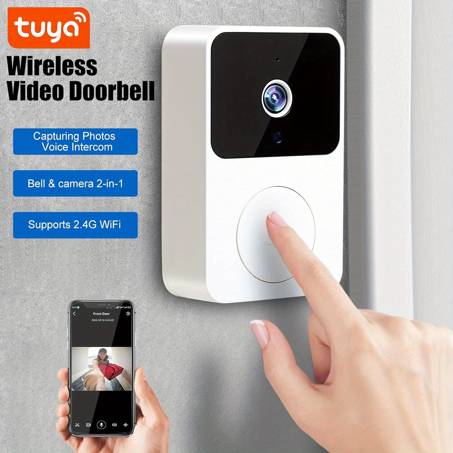 Doorbell Camera Wireless Video Doorbell (White)