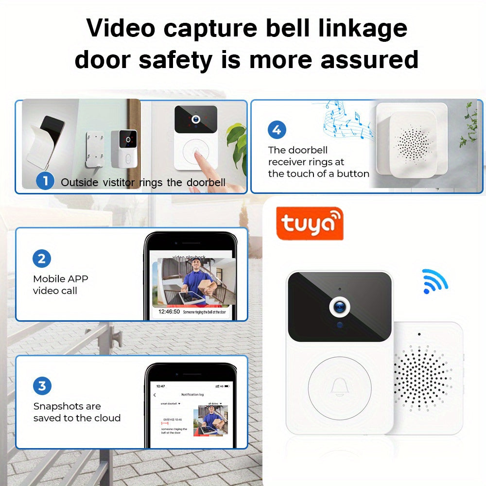 Doorbell Camera Wireless Video Doorbell (White)