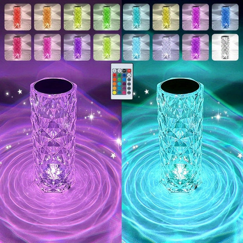 Portable LED Crystal Diamond Rose Table Lamp