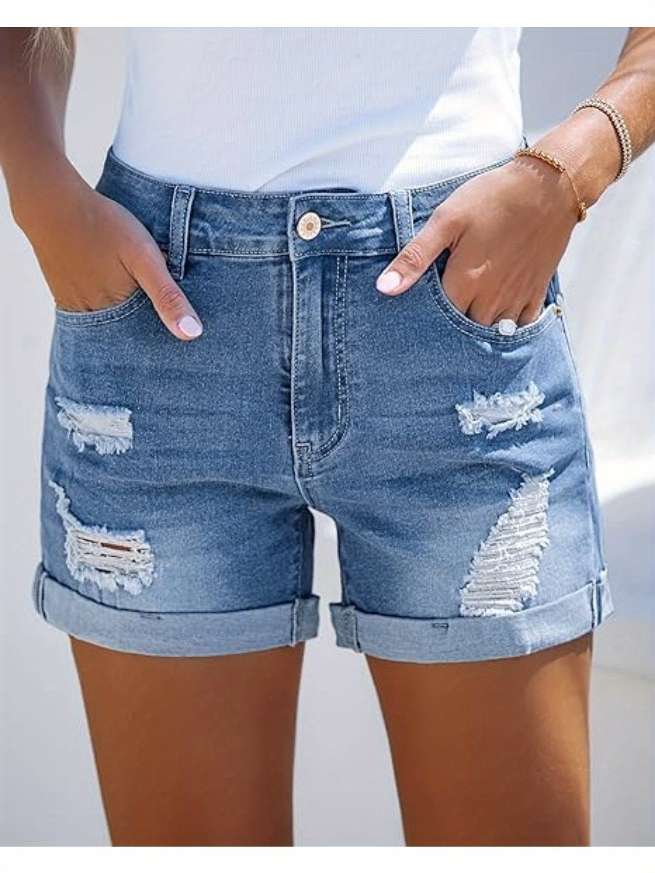 Casual High-Waisted Denim Shorts (Assorted Styles)