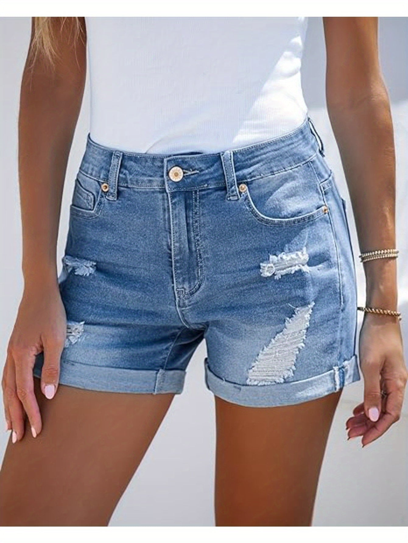 Casual High-Waisted Denim Shorts (Assorted Styles)