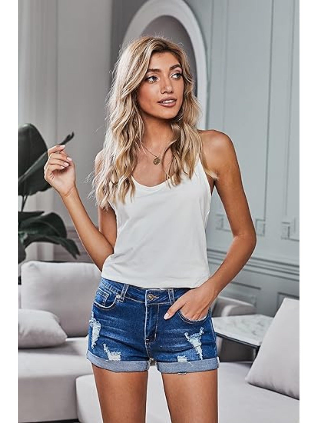 Casual High-Waisted Denim Shorts (Assorted Styles)