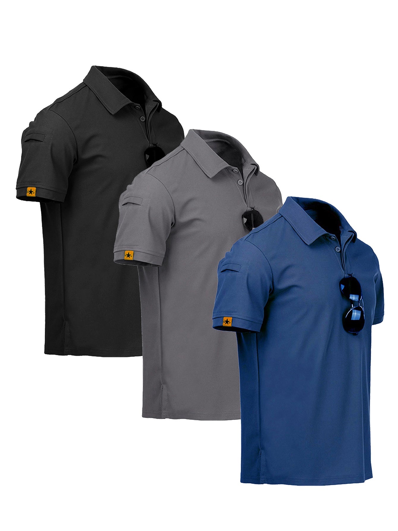 Polo Shirts Quick-Dry Cool Short Sleeve (3 Pcs.)