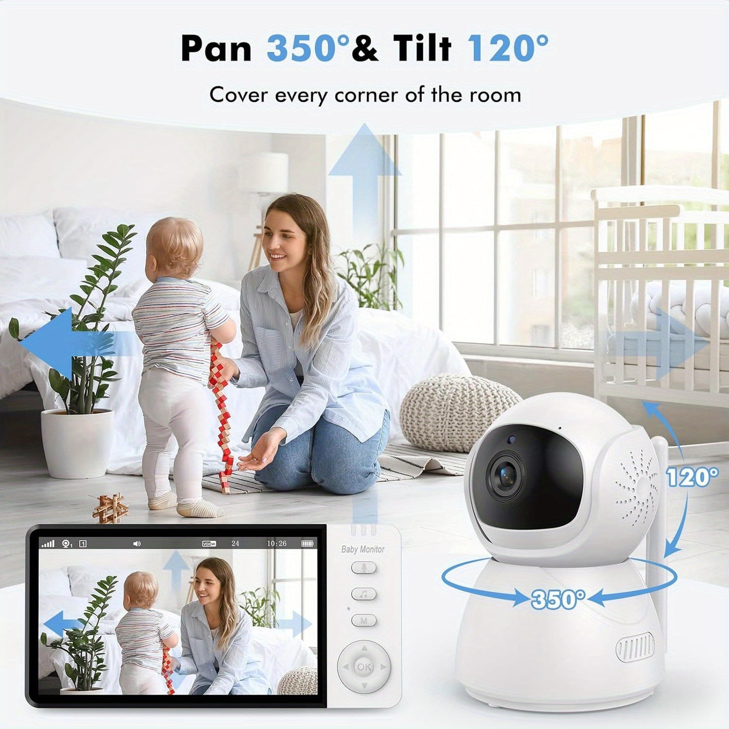 Smart Baby Monitor with Camera and Audio (White)