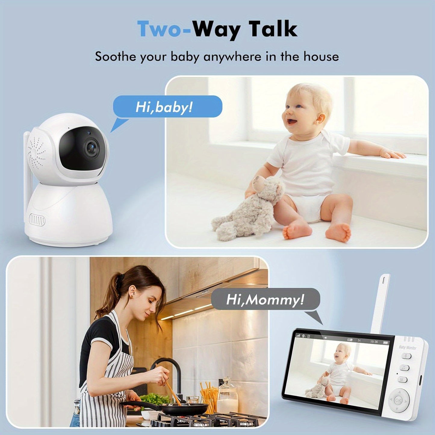 Smart Baby Monitor with Camera and Audio (White)