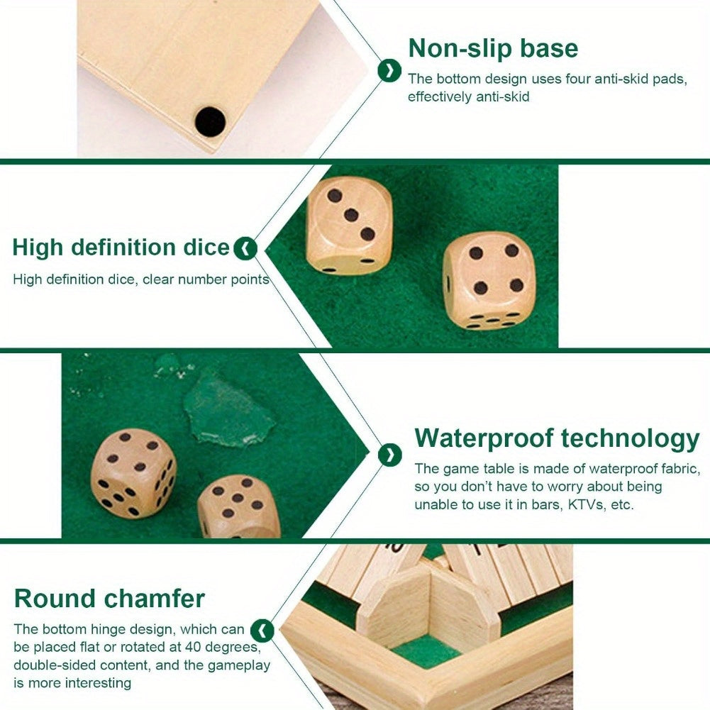 Shut The Box Wooden Board Dice Game (Green)