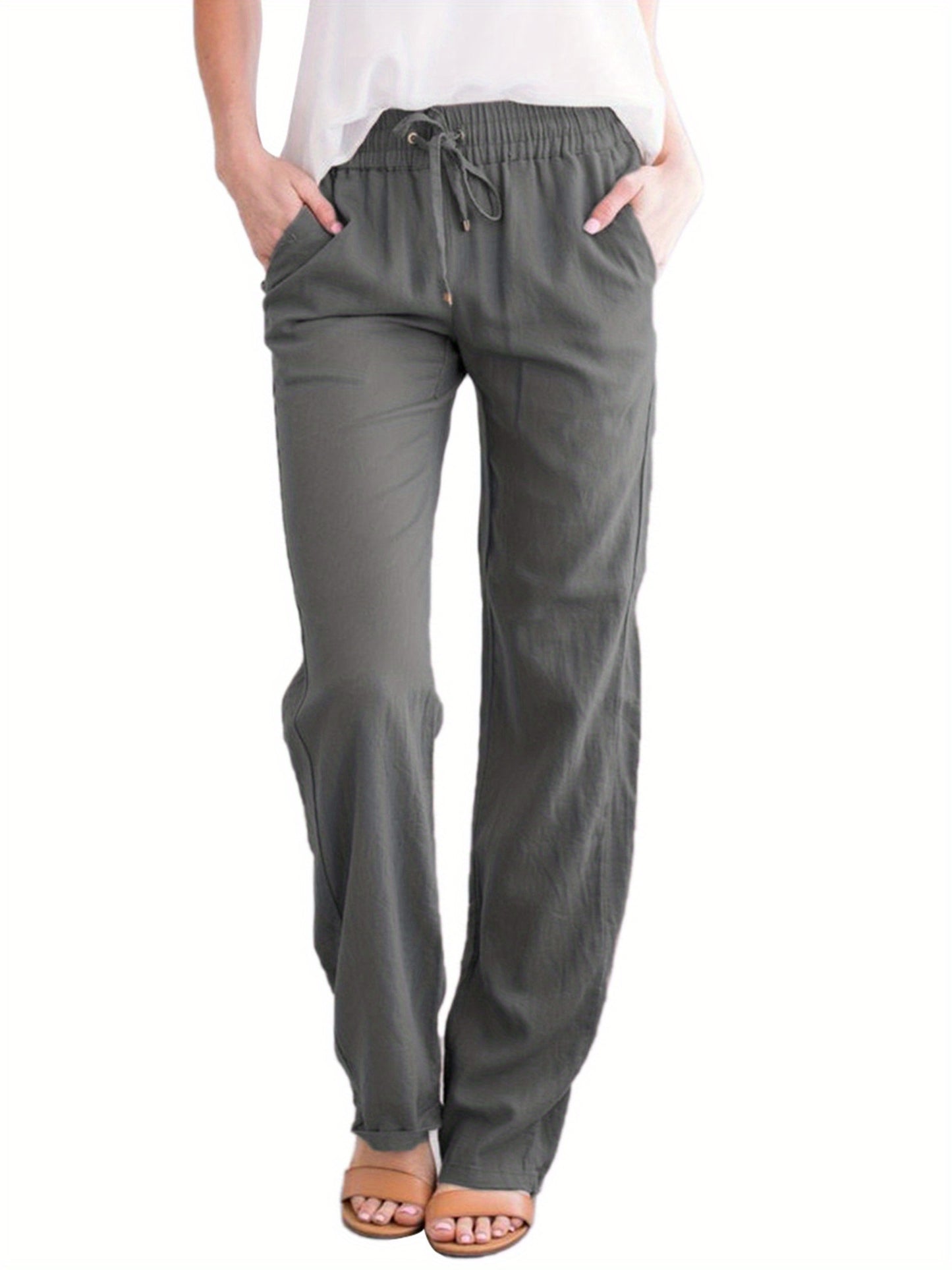 Loose Trousers Casual Solid Color Wide-leg (Assorted Styles)