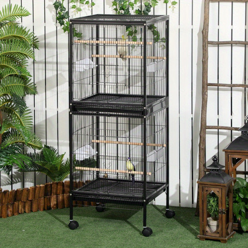 Large Double Bird Cage Multi-Door (Black)