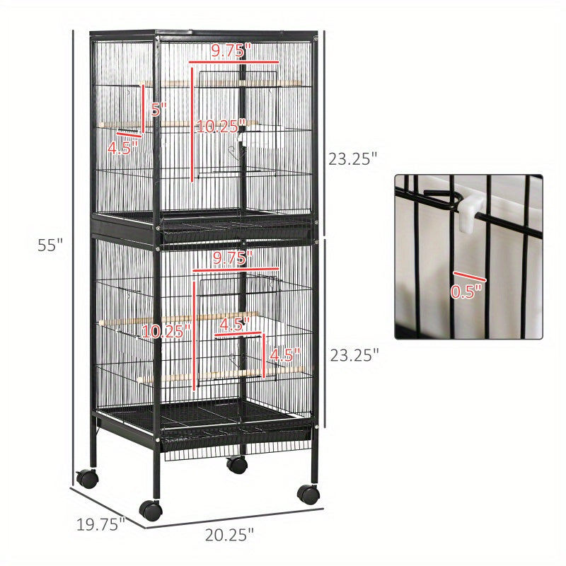 Large Double Bird Cage Multi-Door (Black)