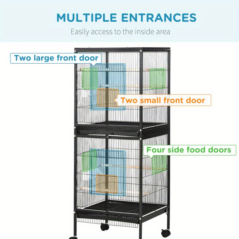 Large Double Bird Cage Multi-Door (Black)