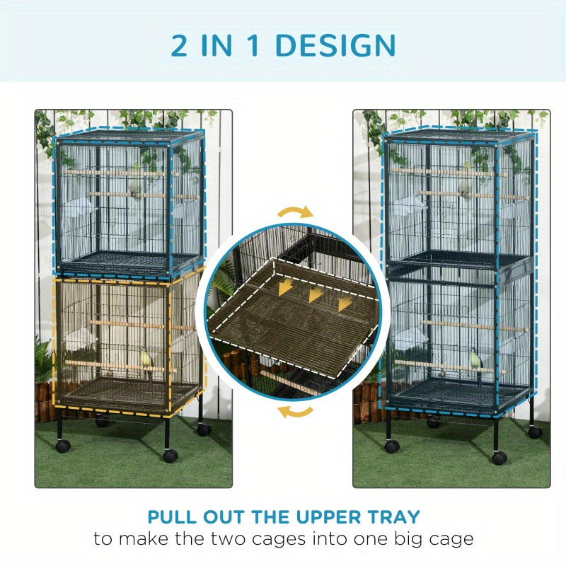 Large Double Bird Cage Multi-Door (Black)