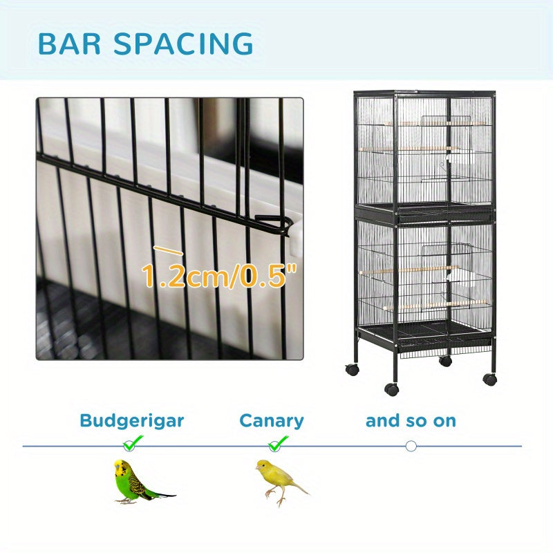 Large Double Bird Cage Multi-Door (Black)