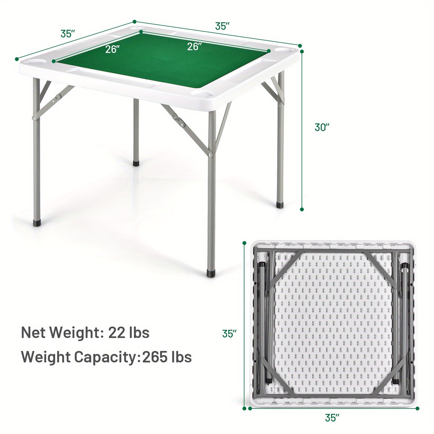 Portable Folding 4 Player Mahjong Table