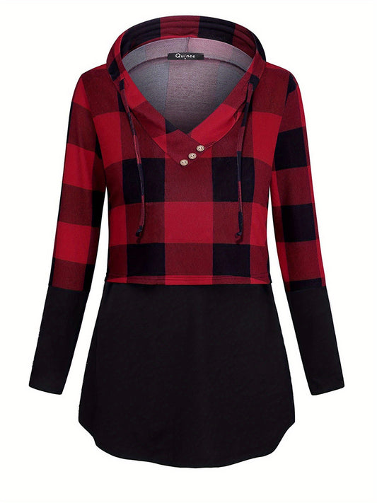 Plaid Maternity Nursing  V-Neck Top Blouse (Assorted Sizes)