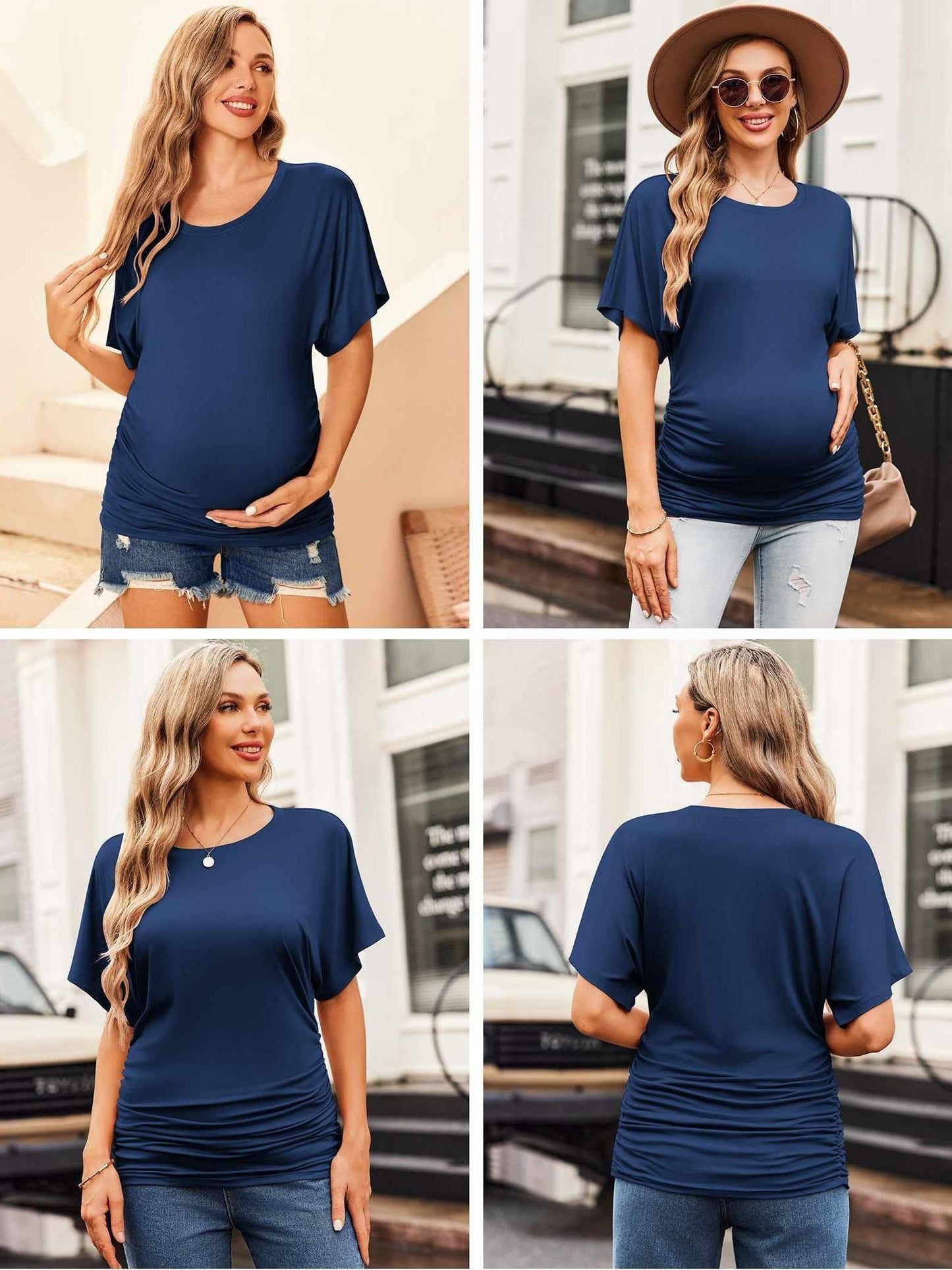 Maternity Shirts Ruched Tops Casual Pregnancy Clothes (3 Pack)