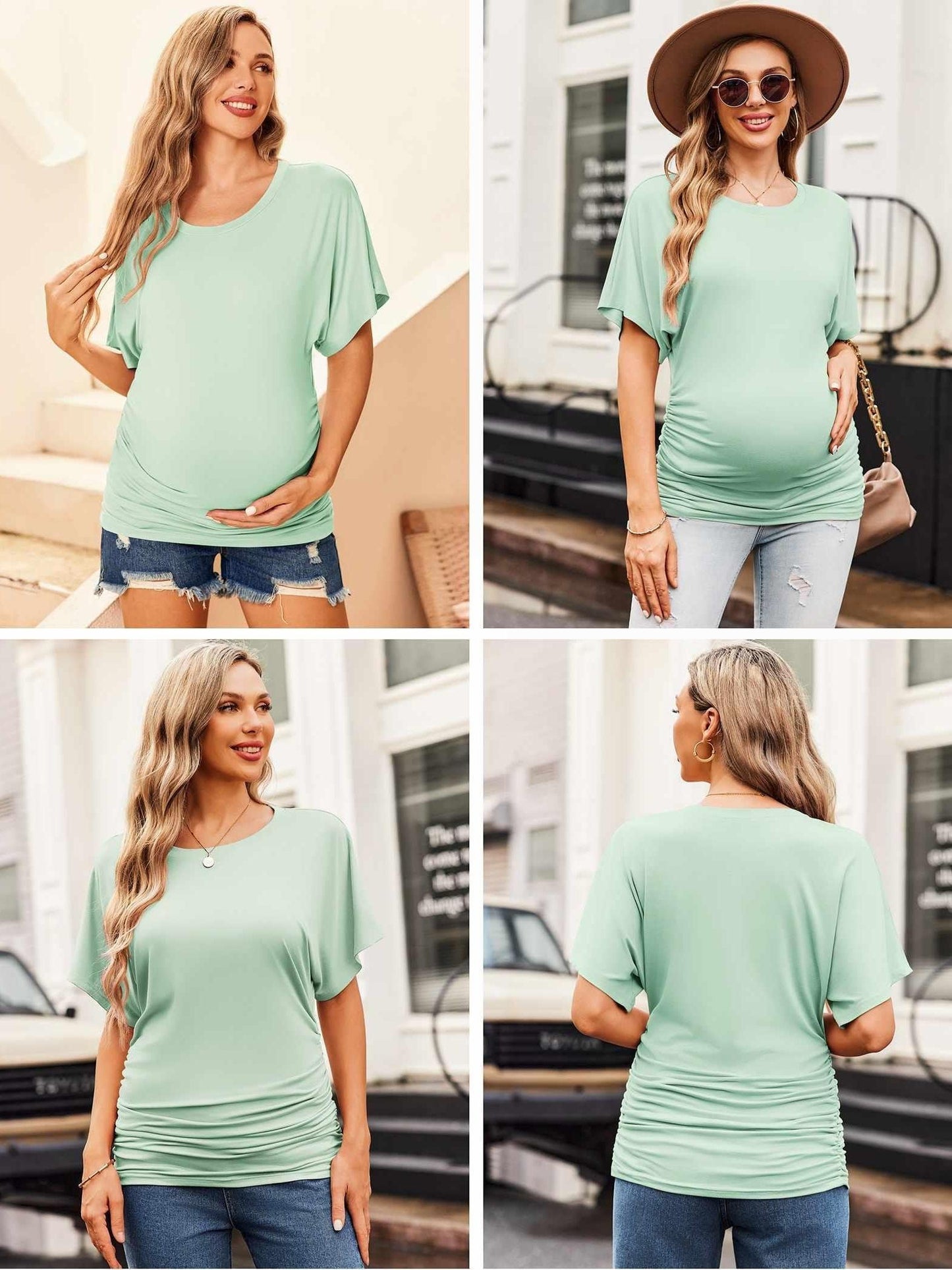 Maternity Shirts Ruched Tops Casual Pregnancy Clothes (3 Pack)