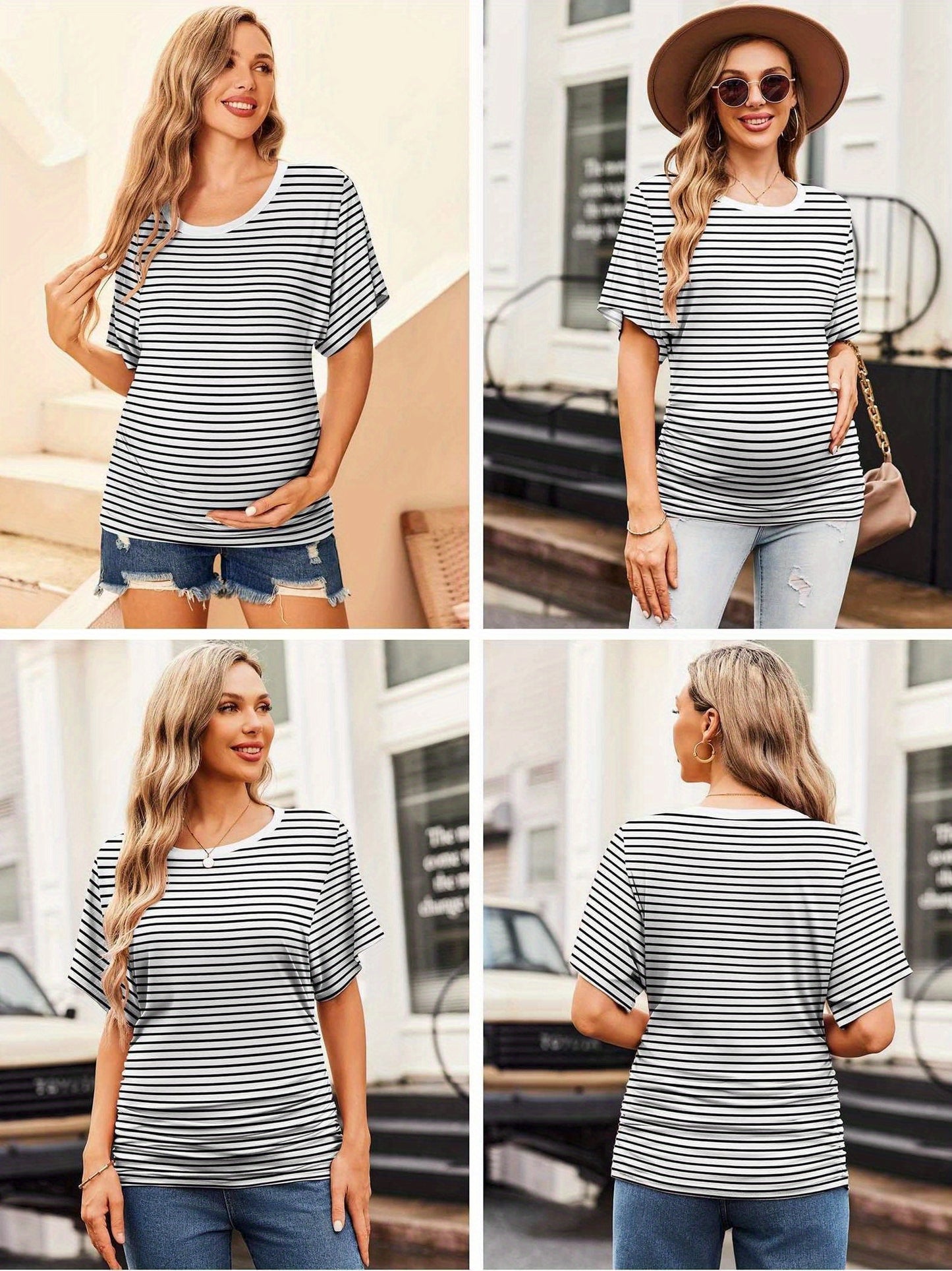 Maternity Shirts Ruched Tops Casual Pregnancy Clothes (3 Pack)