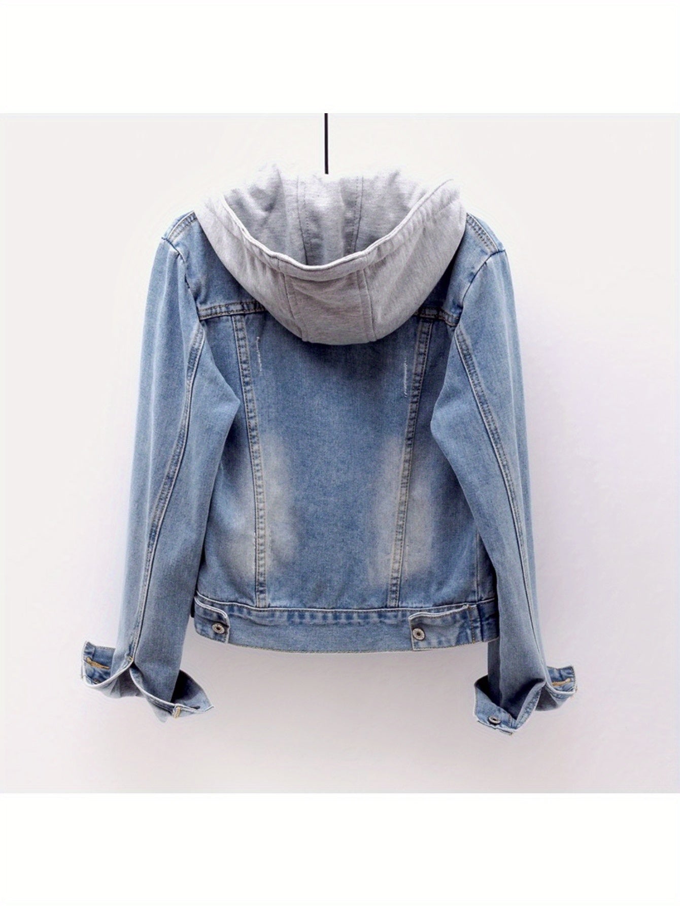 Long-sleeved Slim Hooded Short Denim Jacket (Assorted Sizes)