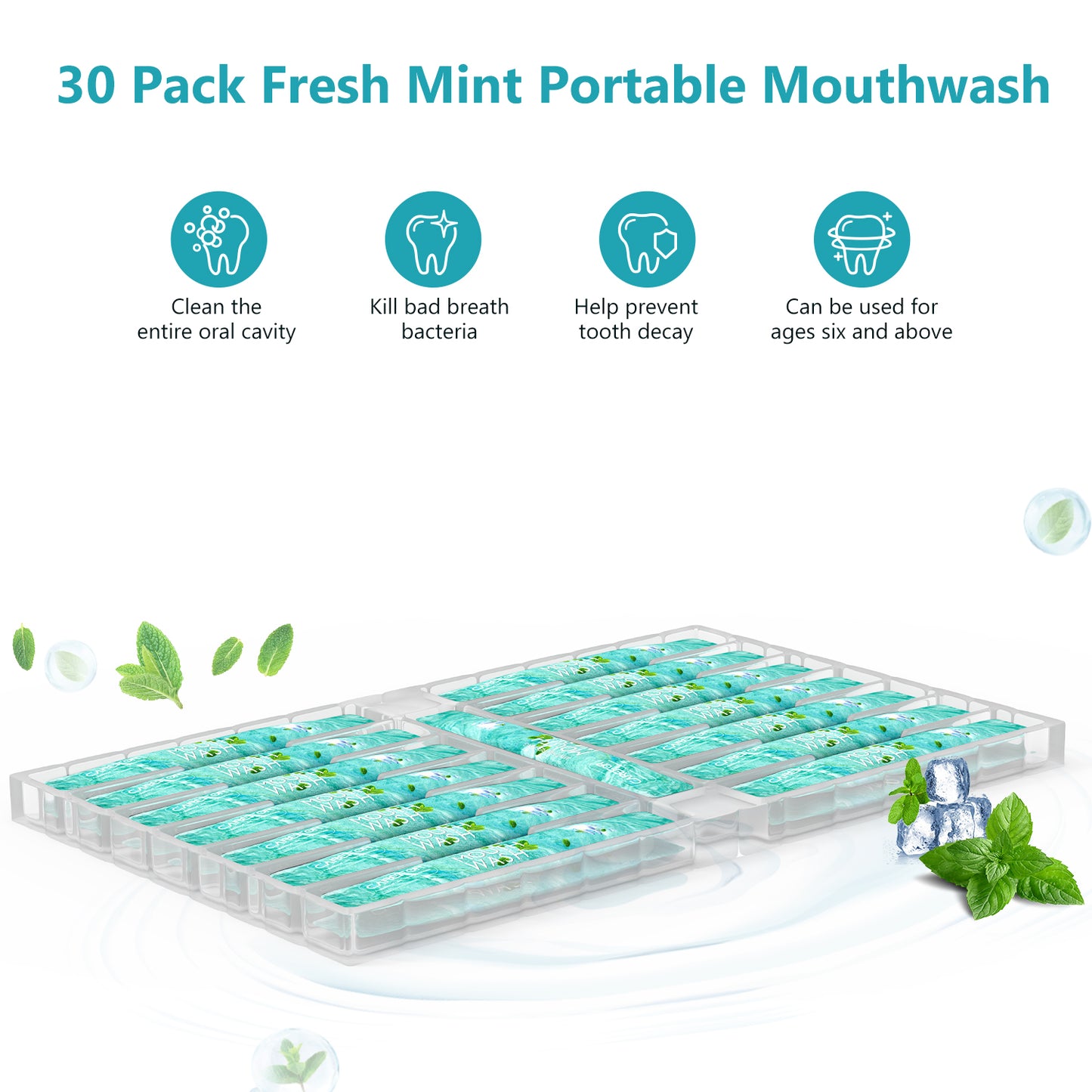 Mouthwash Travel Size Portable On The Go 30 Packets (Box)