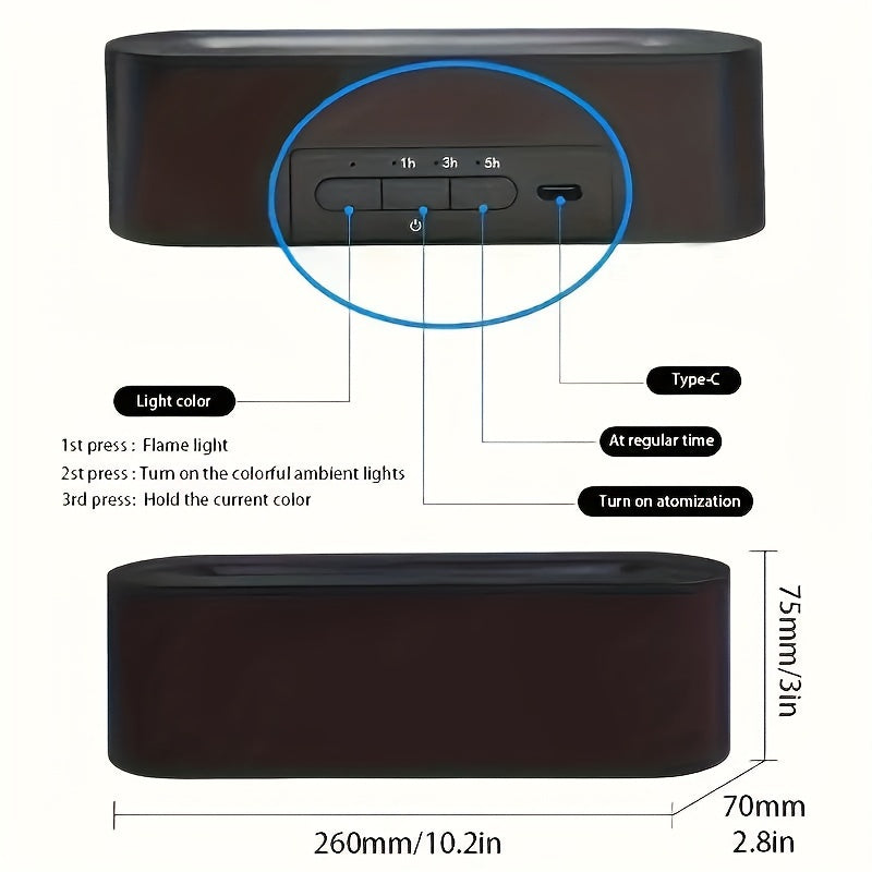 Simulation Flame Light Humidifier & Aromatherapy Diffuser