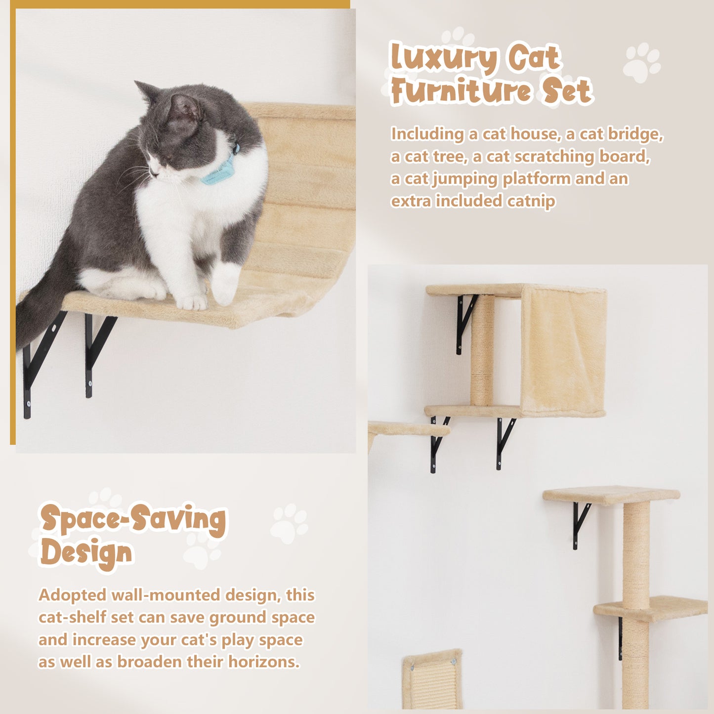 Cat Wall Mounted Cat Climber System (5 Pcs.)