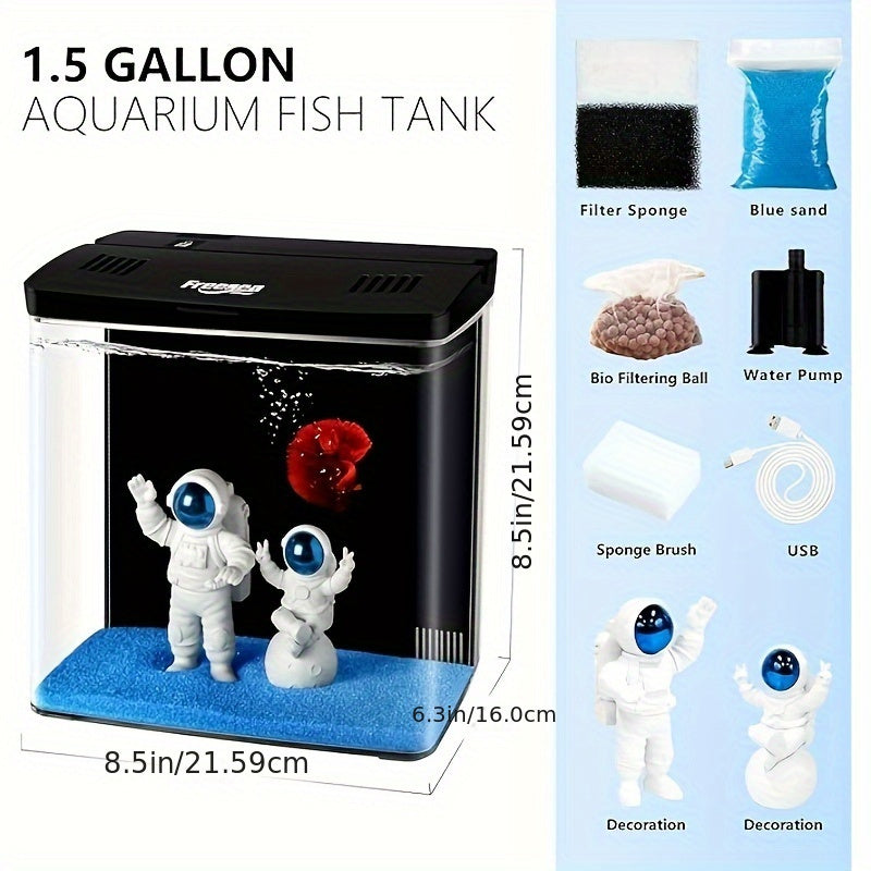 Micro Space 1.5 Gallon Aquarium Starter Kit (Black)