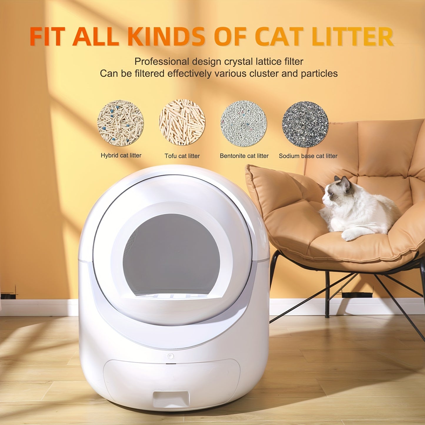 Smart Automatic Cat Litter Box (White)