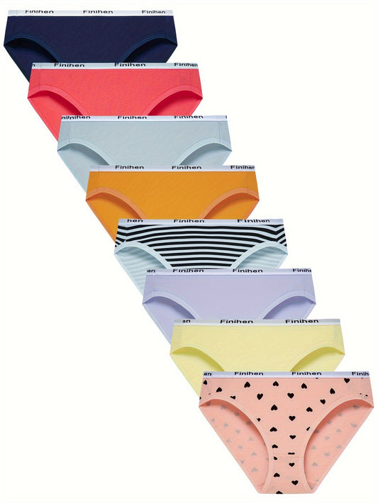 Colorful Girls Underwear Bikini Style Cotton Panties 8 Pcs. (Assorted Sizes)