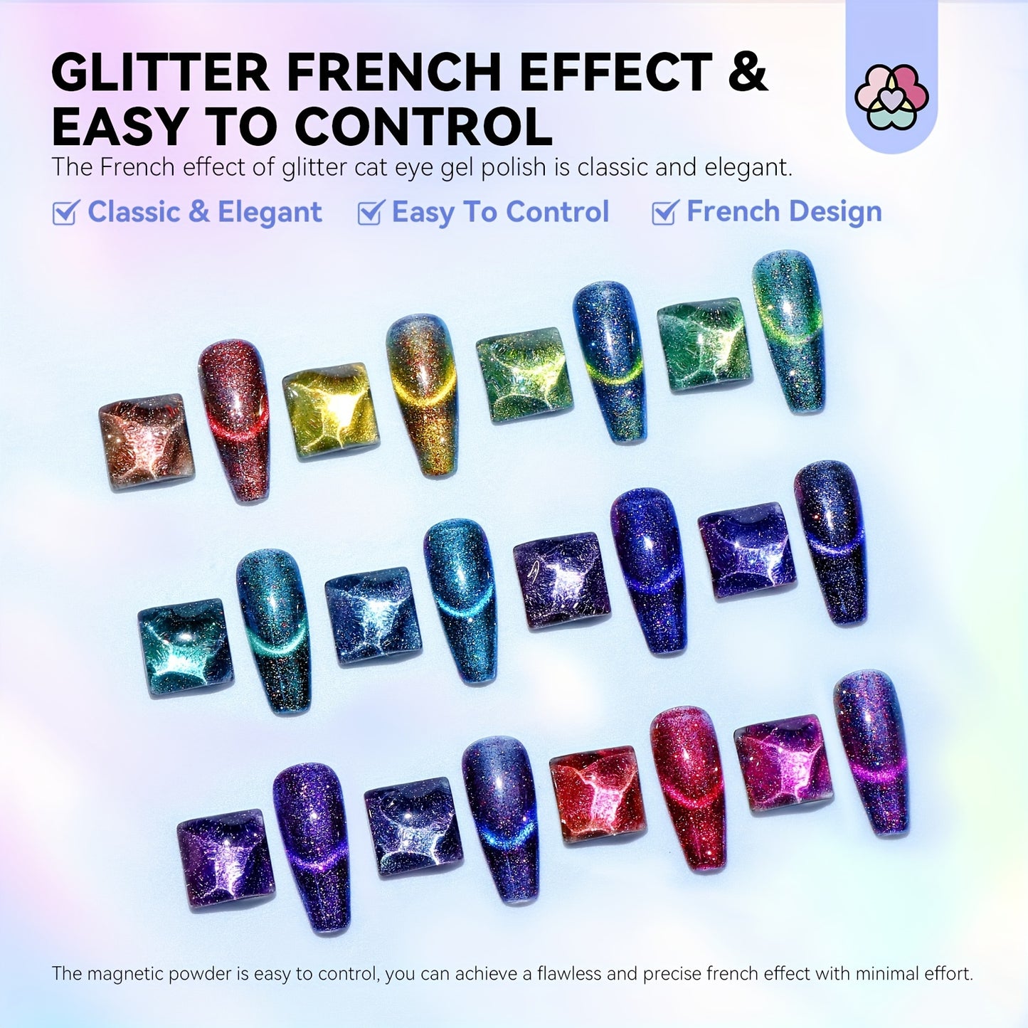 Crystal Cat Eye Glitter Gel Nail Polish 12 Color Set