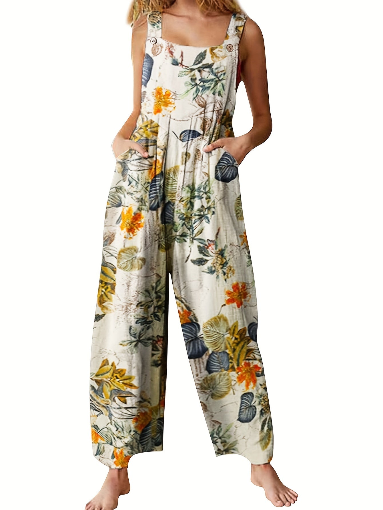 Casual Wide Leg Pocket Jumpsuit (Assorted Colors)