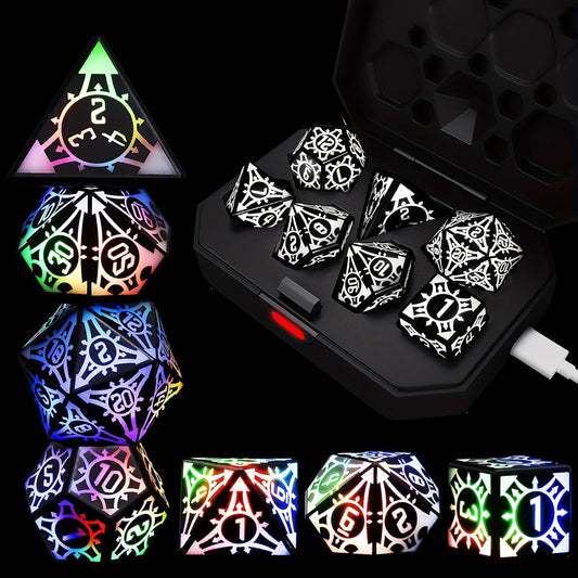 LED Dice Set With Charging Box (7 Dice)