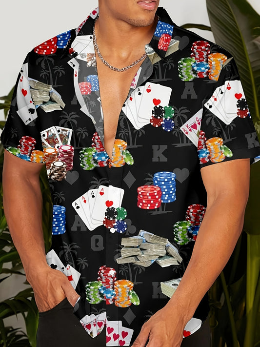 Hawaiian Poker Chip Short Sleeve Button Style (Assorted Sizes)