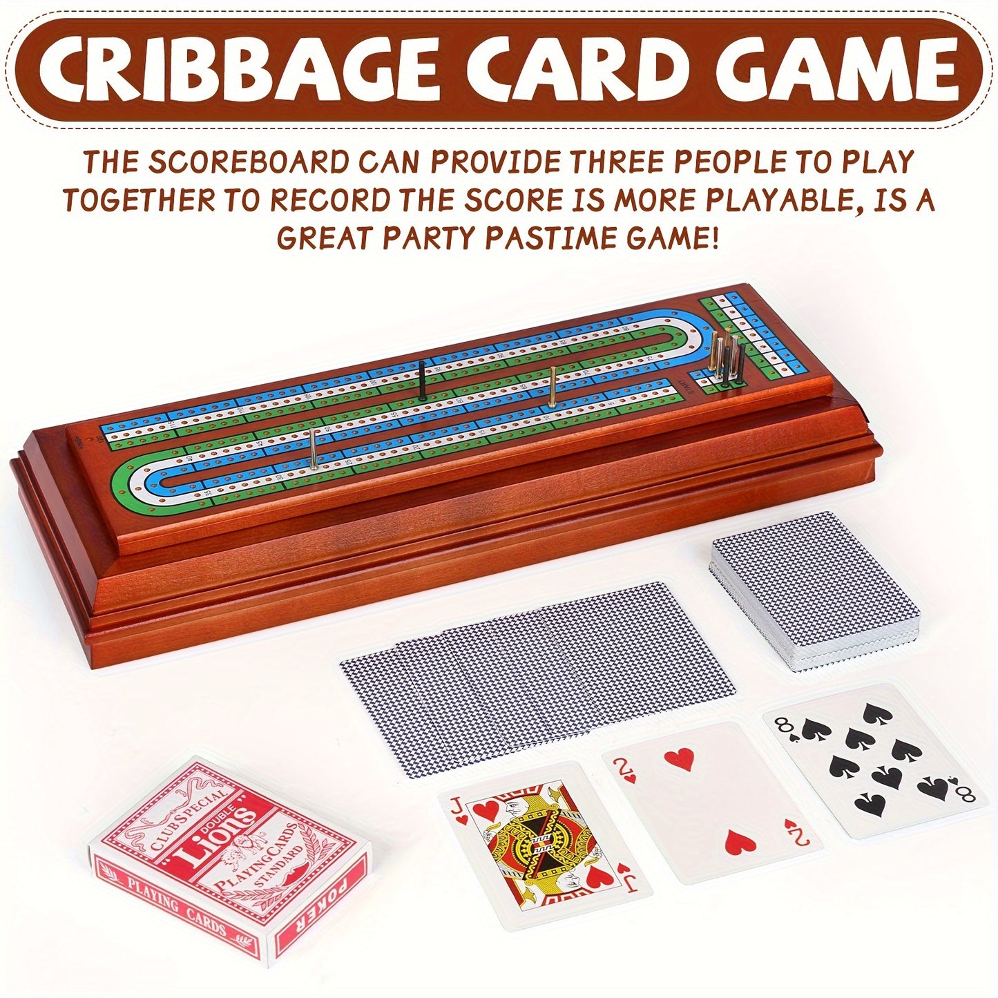 Solid Wood 3-track Cribbage Board Set