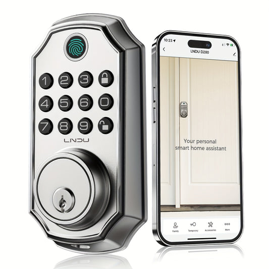 Smart 5 in 1 Fingerprint Door Keyless Entry Deadbolt Lock (Silver)