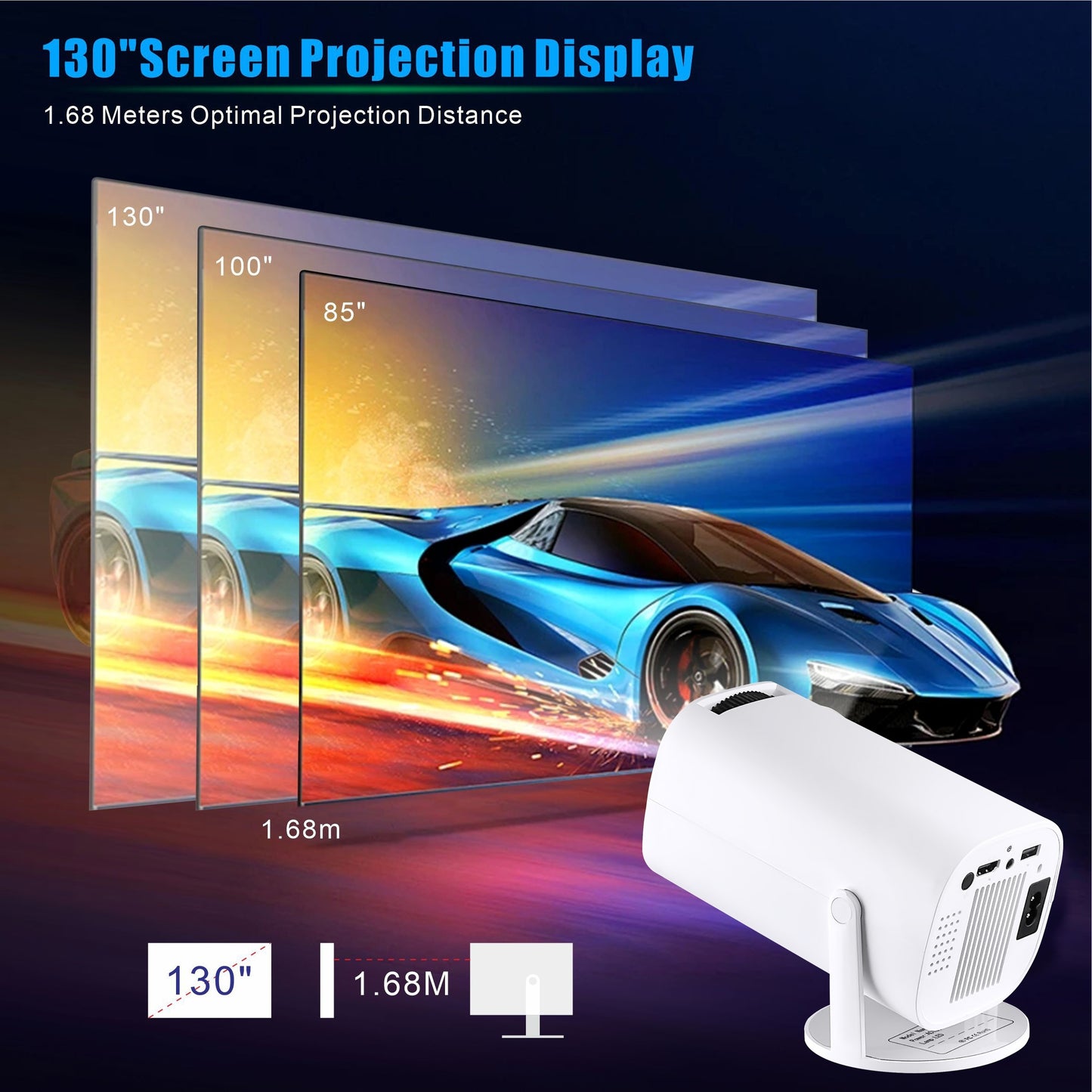 Mini Projector 4K Full HD Smart Projector (White)