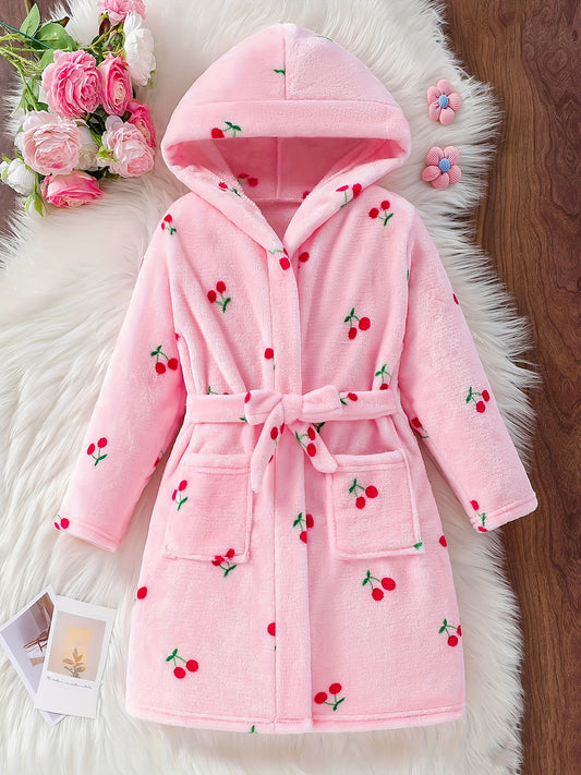 Cherry Robe Soft Warm Hooded Bathrobe (Assorted Sizes)