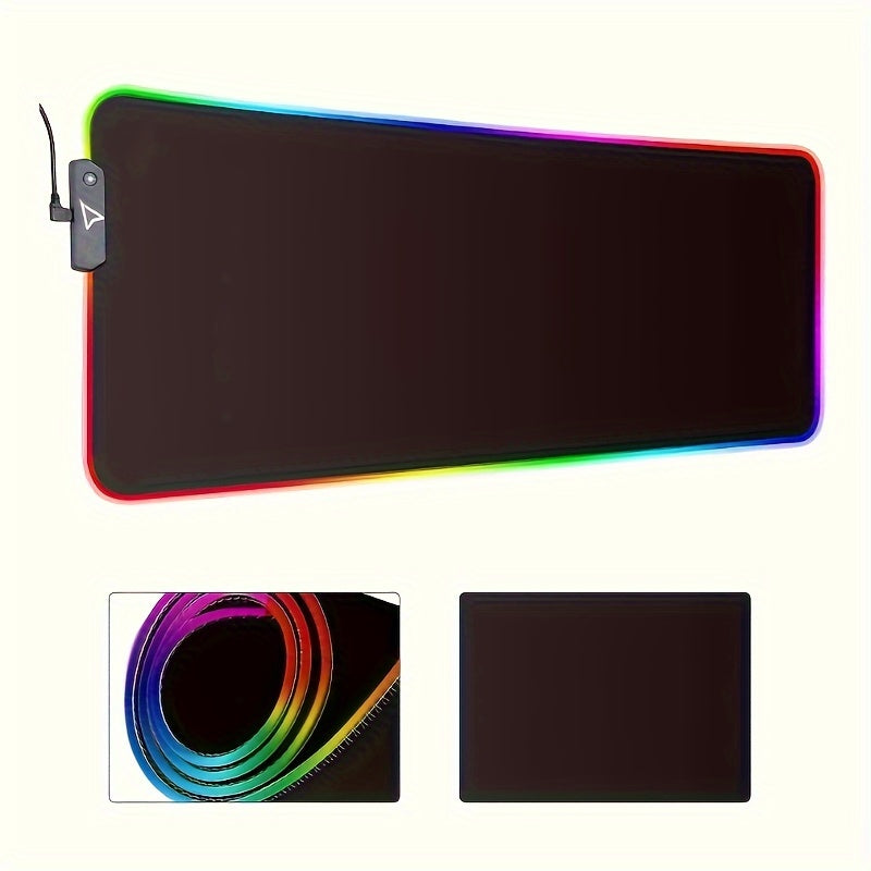 RGB Luminous Gaming Mouse Pad, 13 Expansion Modes, LED Non-slip Rubber Base Waterproof Mouse Pad, Computer Keyboard Mouse Pad, Multiple Size Options