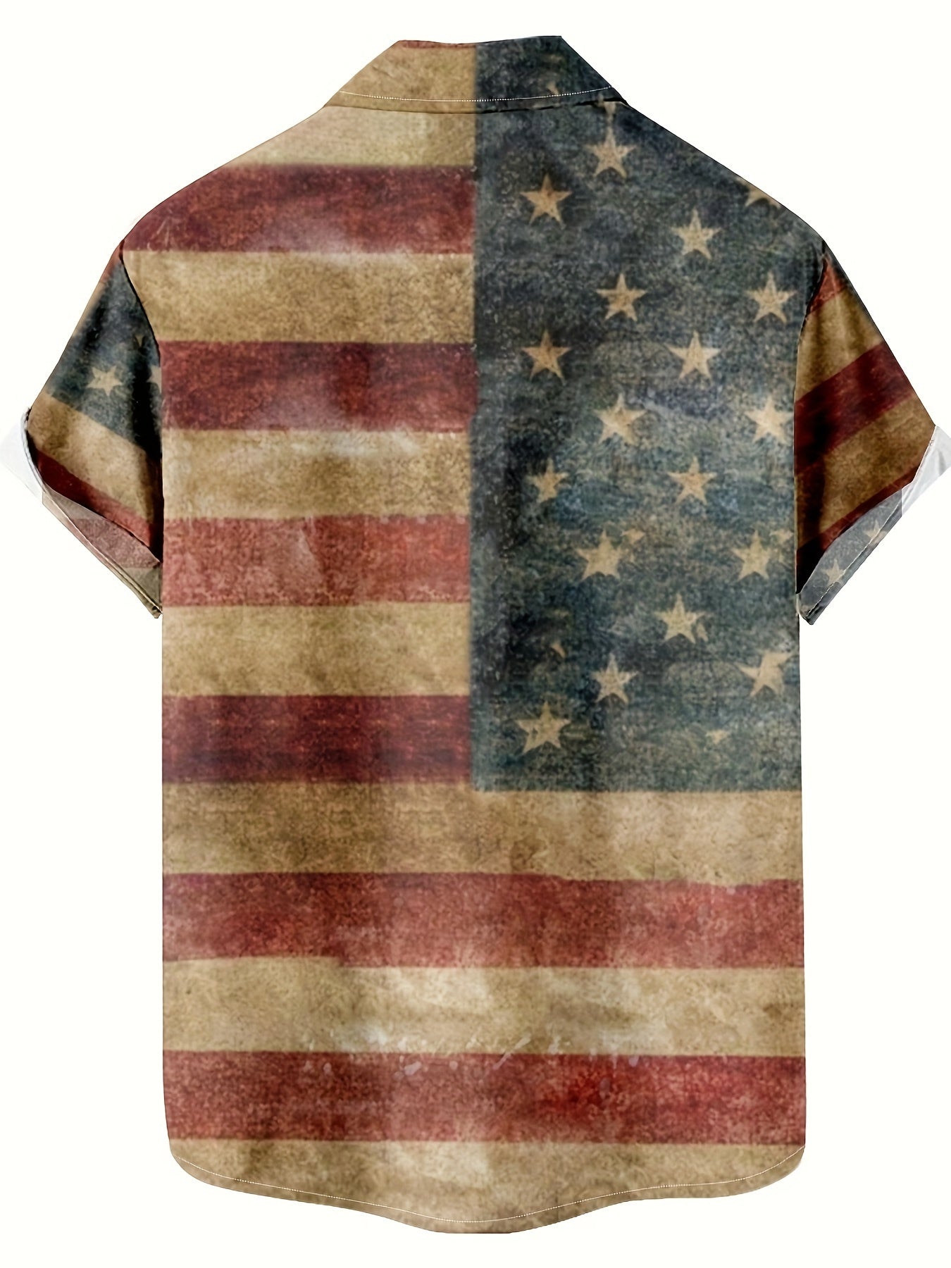 USA Flag Camp Shirt Print Short Sleeve Button (Assorted Sizes)