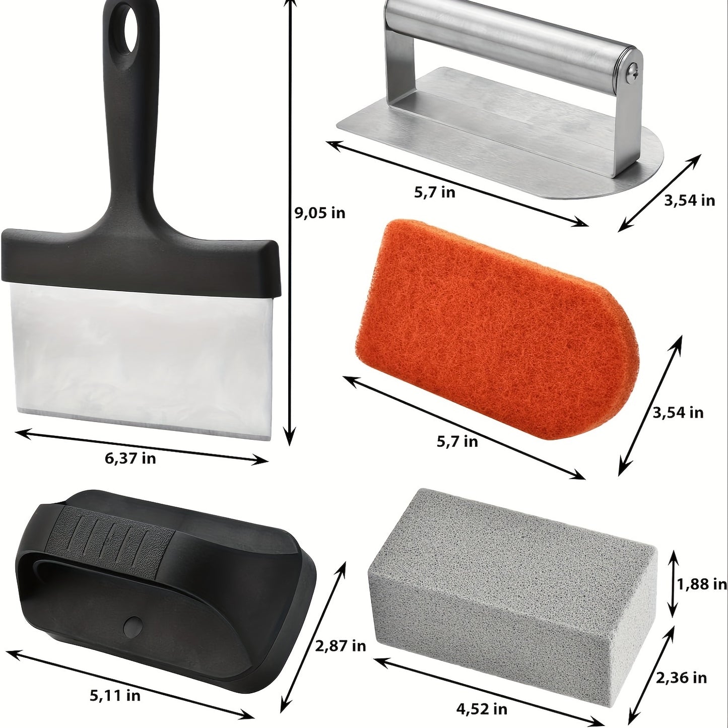 Heavy Duty Stone Scraper Brush for Easy Flat Top Cleaning