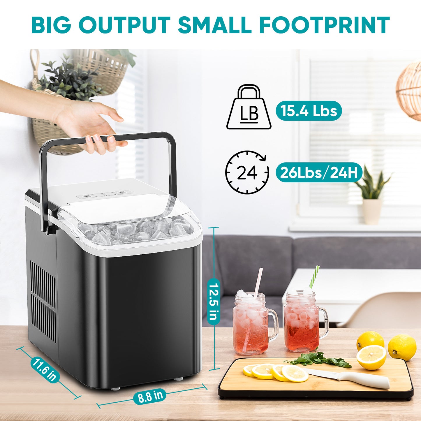 Countertop Bullet Ice Maker Portable Self-Cleaning