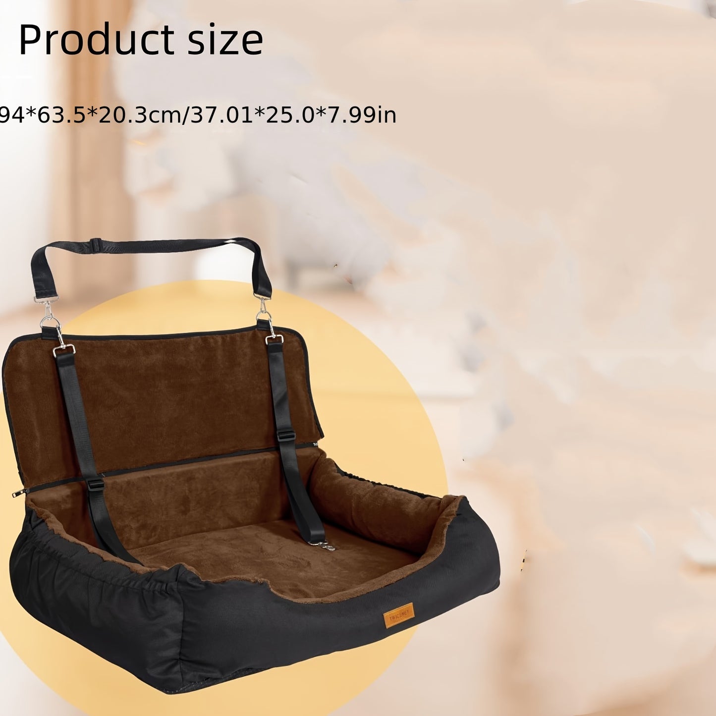 Large Brown Two-seater Pet Travel Seat (Brown)