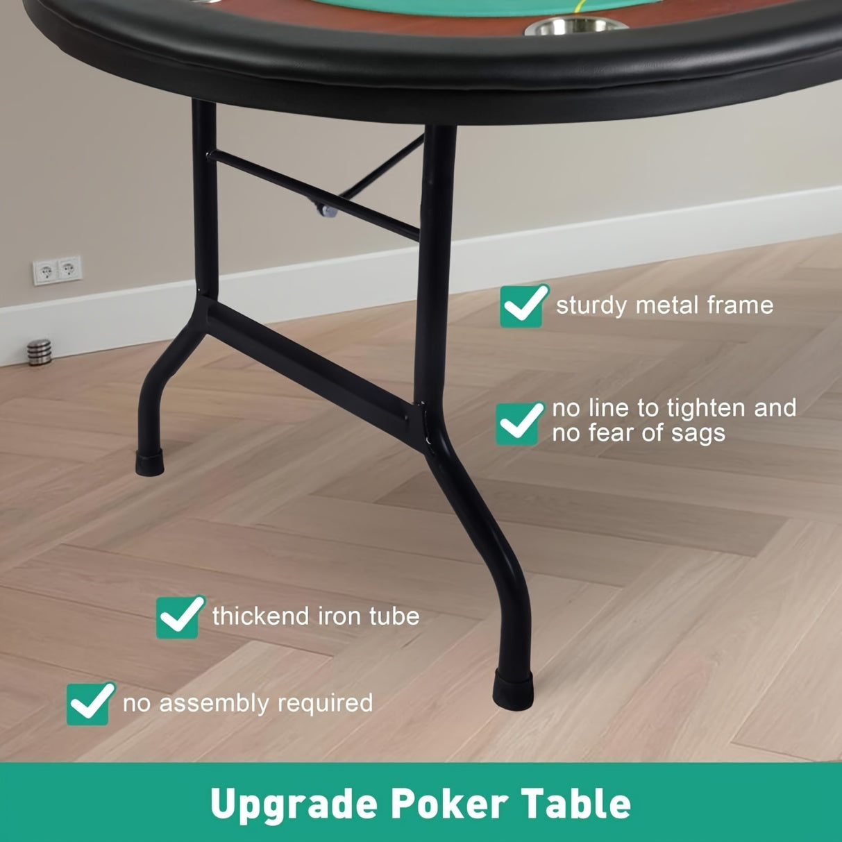 Premium 10 Player Foldable Poker Table With Cup Holders