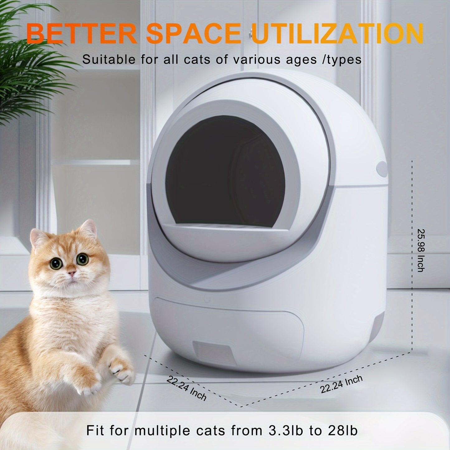 Smart Automatic Cat Litter Box (White)