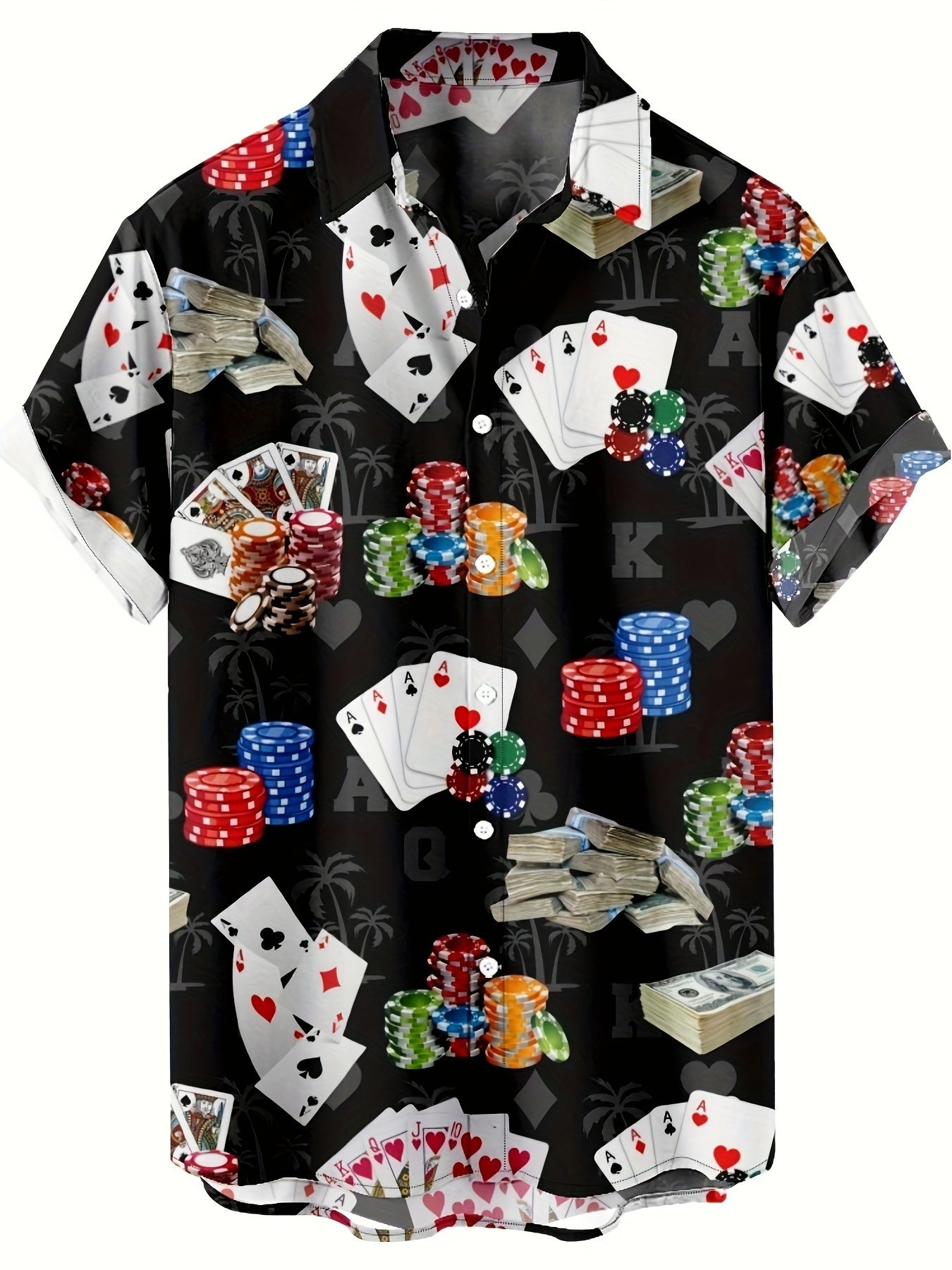 Hawaiian Poker Chip Short Sleeve Button Style (Assorted Sizes)