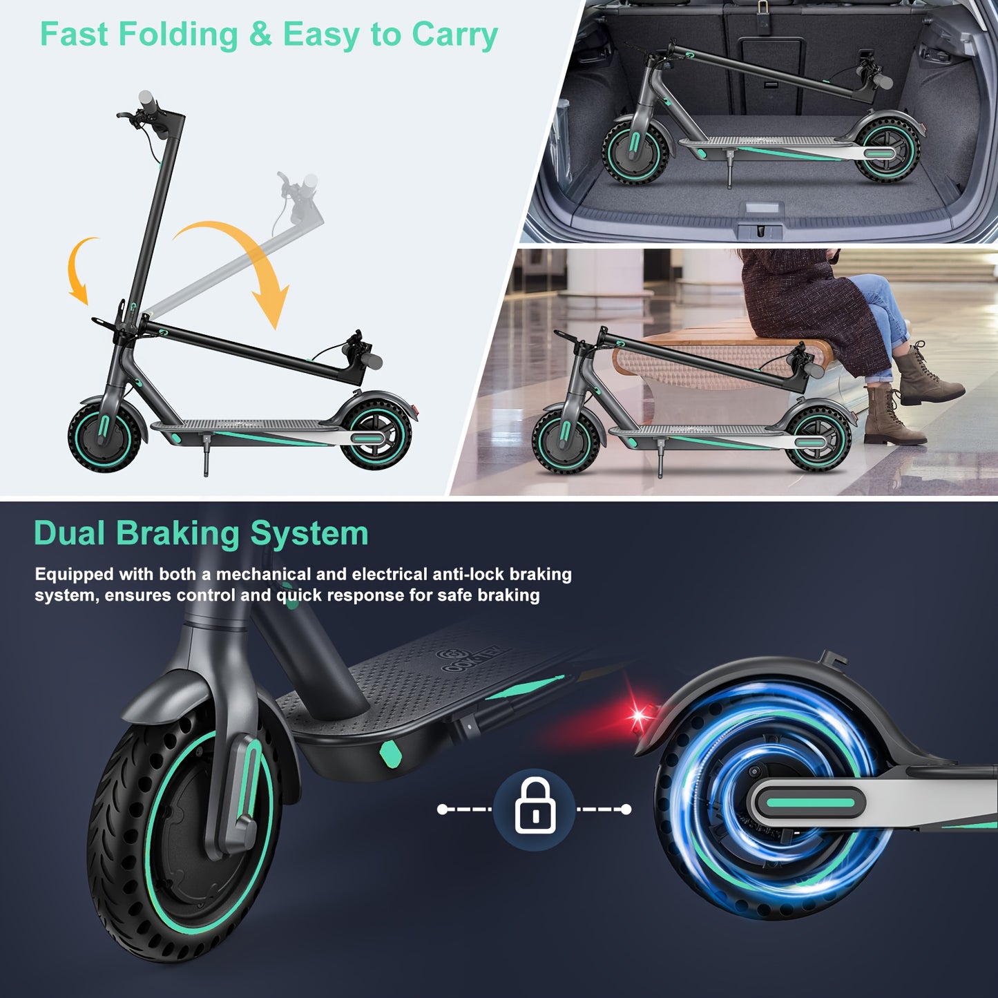 Smart Electric Scooter For Adults (Blue)